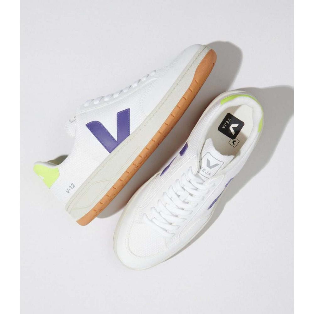 παπουτσια γυναικεια Veja V-12 B-MESH White/Purple | GR 581RVD